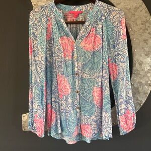 Lilly Pulitzer Blue Haven Raising Shell Top - XS